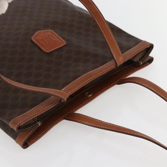 CELINE Macadam Canvas Tote Bag Pvc Leather Brown Gold - Picture 6 of 12